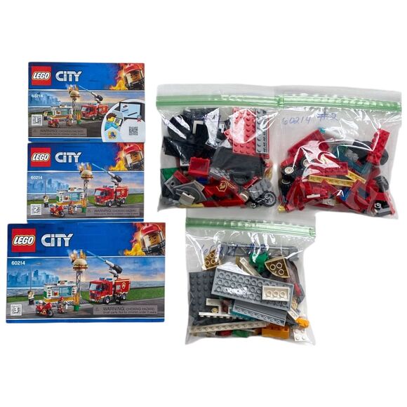 LEGO City 60214 Burger Bar Fire Rescue Complete w Minifigures & Manuals RETIRED - Picture 2 of 4